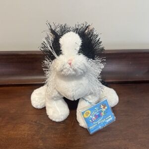 Ganz Webkinz HM016 Black & White Cat New With Unused Code Fuzzy 8"